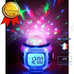 réveil lumineux enfant à pile fille veilleuse led projection plafond étoile date heure température changement de couleur musique