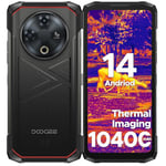 DOOGEE Fire 6 Telephone Portable Incassable, 16GB+256GB/TF 2TB, Imagerie Thermique, 10400 mAh 6,56" HD+, 50MP + 8MP Android 14 Smartphone Incassable, Trois Fentes pour Cartes, IP68/IP69K/OTG/GPS