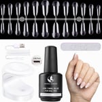 Kit D'Ongles En Gel Souple Avec Tips Et Colle : Extensions D'Ongles En Résine Avec Couverture Complète Et Gravure,Kit D'Extensions D'Ongles Acryliques Avec Lampe Uv Portable 504Pcs En Forme D'Amande