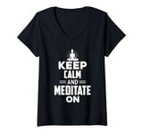 Womens FUN YOGA TSHIRT. KEEP CALM AND MEDITATE ON. MEDITATION YOGA V-Neck T-Shirt