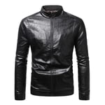 LDMB Blouson Cuir Homme Casual Slim Fit Vintage Collier À Manches Longues À Manches Longues Vêtements D'extérieur en Faux Cuir,Noir,XL