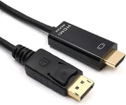 Câble DisplayPort 4K vers HDMI - 1,8 m - Câble haute vitesse avec transmission audio - Fiche DP vers prise HDMI - Compatible avec PC/bureau/moniteur.[V968]