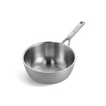 KitchenAid Multi-Ply Stainless Steel Casserole en céramique antiadhésive en acier inoxydable sans PFAS, 24cm/3,1 litres, Induction, Multi Clad, Silver