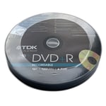 10 TDK DVD+R Blank Media Discs 1 - 16x 4.7GB Storage 120 Min Video Data Disc