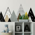 Ambiance Stickers Muraux Enfants Décoration Chambre Bébé - Autocollant Sticker Mural Adhesif Géant Montagnes Scandinaves Chapka - H120 x L200 cm