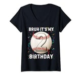 Womens It's My 2nd Birthday Baseball 2 Year Old Boy Girl V-Neck T-Shirt