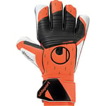 uhlsport Soft Resist+ Gants de Gardien de But Gloves pour Adultes et Enfants Football Foot Soccer - Convient à Tout Type de Surface - Orange Fluo/Blanc/Noir - Taille 9.5