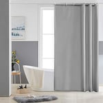 Furlinic Petit Rideau de Douche Gris Tissu Imperméable Lavable avec 8 Crochets Textile en Polyester Anti Moisissure Rideau Douche 120x180cm pour Salle de Bain