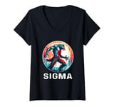 Womens Sigma Meme Shirts Ironic Meme Shirt Wolf Sigma Shirt Vintage V-Neck T-Shirt