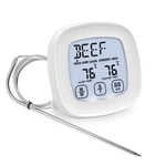 Thermomètre numérique pour viande BBQ, pour la cuisine, avec minuterie à sonde, rétro-éclairage, avec grand écran LCD