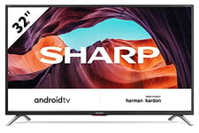 SHARP 1T-C32BI6KE2AB 32-inch 720p HD Ready Android TV with Chromecast Built-in, Harman/Kardon Speakers, 3x HDMI, 2x USB and Bluetooth, Black [Amazon Exclusive]