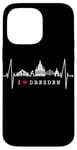 Coque pour iPhone 14 Pro Max Skyline de Dresde Heartbeat Coeur Allemand I Love Dresden