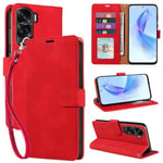 GOTOURED for Honor 90 Lite Phone Case Wallet,4 Card Slots [RFID Blocking] [Wrist Strap] [Kickstand] Magnetic Shockproof Protective Leather Flip Cases Cover for Honor 90 Lite (Red)