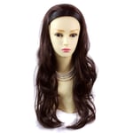 Wiwigs Dark Auburn Brown Long 3/4 Wig Fall Hairpiece With Hairband Wigs UK