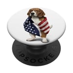 Beagle Dog Patriot Wrap dans le drapeau des USA American Spirit PopSockets PopGrip Adhésif