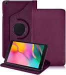 Coque Pour Samsung Galaxy Tab A 8.0 2019,360 Rotation Pu Pell Protection Avec Support Housse Etui Pour Tablette Samsung Galaxy Tab A 8.0 Pouces 2019 Sm-T290 / T295 / T297,Pourpre