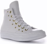 Converse A06808C Chuck 70 Hi Top Leather Womens Trainer White Gold UK 4.5 - 7.5