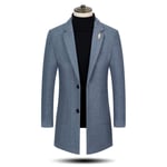 Mens Winter Coat Slim Fit Padded Wool Trench Coats Long Thick Elegant Jacket Overcoat