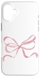 iPhone 16 Plus Coquette Pink Ribbon Bow Cute Pink Heart Soft Girl Case