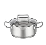 RÖSLE Cocotte EXPERTISO - Récipient de Cuisson Universel en Inox 18/10 avec Couvercle en Verre, Bec Verseur et Graduation Intérieure - Compatible Induction et Lave-Vaisselle, 20 cm