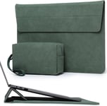 13,3-14 Pouces Housse Pour Ordinateur Portable Avec Stand Réglable Pour Macbook Pro 14 M3 M2 M1 2024-2021, 13,8-13,5 Surface Laptop 7-1, Macbook Air 13 2017-2010, Avec Pochette, Vert Minuit