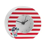 Premier Housewares Table Clock Desk Clock Red and White Stripes Alarm Clock Battery Powered Small Clock Chess Clock Silent Alarm Clock 13 x 5 x 12 cm