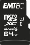 EMTEC ECMSDM64GXC10GP - Carte microSD - Classe 10 - Gamme Elite Gold - UHS-I U1 - Avec adaptateur Performance - Vitesse de lecture jusqu'à 90MB/s -Noir/Or - 64GB