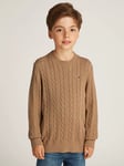 Tommy Hilfiger Kids' Organic Cotton Cable Knit Jumper, Safari Canvas