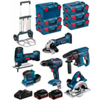 BOSCH Kit 18V BK602 (GST 18V-LIS+GKS 18V-LI+GSS 18V-10+GSR 18V-55+GBH 18V-21+GWS 18-125V-LI+ 2x5,0Ah+GAL18V-40+6xL-Boxx+Chariot)