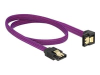 Delock Premium - Câble SATA - Serial ATA 150/300/600 - SATA (M) pour SATA (M) - 50 cm - connecteur à 90°, verrouillé - violet