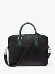 Aspinal of London Leather Slim Briefcase, Black/Green