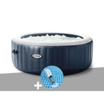 Kit spa gonflable Intex PureSpa Blue Navy rond Bulles 4 places + Aspirateur