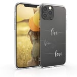 kwmobile TPU Case Compatible with Apple iPhone 12/12 Pro - Case TPU Phone Cover - Live, Laugh, Love Silver/Transparent