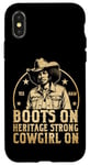 Coque pour iPhone X/XS African Cowgirl Black History Boots Heritage Strong Vintage