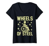 Womens Wheels of Steel Paraplegic V-Neck T-Shirt