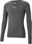 Puma Liga Baselayer Mens Training Top Grey Long Sleeve Gym Compression Excerise