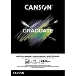 Canson Bloc de 20 feuilles GRADUATE Mixed Media - Format A3 240 grammes Papier lisse noir profond Collé