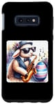 Coque pour Galaxy S10e Agneau dans des lunettes de soleil jouant du saxophone dans un club de jazz Pâques