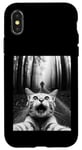 Coque pour iPhone X/XS T-shirt drôle chat selfie avec Bigfoot