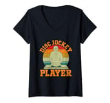 Womens Disc Jockey Player Retro DJ Music Vinyl Records Disc Jockey V-Neck T-Shirt