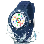 DTKID Montre Enfant Garçon,Fille,avec Une Lunette,Tournante,Étanchéité 3ATM/30M,Montre Analogique pour Enfants Mode 12/24 Heures,Montre Bracelet Éducative pour Enfants 3 à 12 Ans