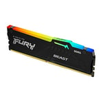 Kingston FURY Beast Noir RGB XMP 64GB 6000MT/s DDR5 CL40 DIMM Mémoire pour PC de Gamer Kit de 4 - KF560C40BBAK4-64