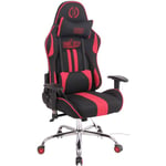 Fauteuil de bureau gamer design sportif fonction de massage chauffant avec coussins en tissu noir / rouge 100002533