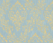 A.S. Création Architects Paper Textile Wallpaper Metallic Silk Wallpaper with Ornaments Baroque 10.05 m x 0.53 m Blue Green Metallic Made in Germany 306595 30659-5