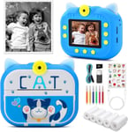 Appareil Photo Instantané Enfants Appareil Photo Numérique Instantané Avec Papier D'Impression & Carte Tf 32G 2,4 Pouces Écran 1080P Selfie Caméra Vidéo Pour Enfants Cadeau Avec Stylos Colorés