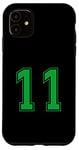 iPhone 11 Green Number 11 Team Junior Sports Numbered Uniform Case