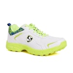 SG Pro Kick Spinner Cricket Shoes | White, R Blue & Lime | Size: EU 43, UK 9, US 10 | Material: Mesh | for Boys and Men | Classic and Comfortable | Toe and Heel Protection | Supersoft and Flexibility