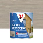 V33 Lasure Bois extérieur Gris argenté satin - Haute Protection 8 ans - Haute résistance hydrofuge et anti-UV - Résiste aux variations du bois - Ecolabel, résine d'origine végétale - 0,75L