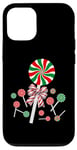 Coque pour iPhone 12/12 Pro Noeud menthe poivrée de Noël coquette sucre d'orge de Noël