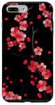 Coque pour iPhone 7 Plus/8 Plus Fleur de cerisier rouge japonaise Sakura fleur fond noir